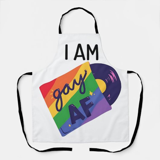 私はゲイおもしろいAF LGBTプライド月 エプロン (正面)