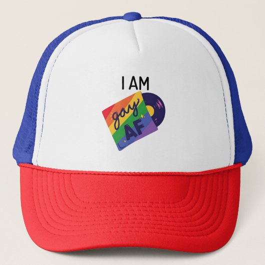私はゲイおもしろいAF LGBTプライド月 キャップ (正面)