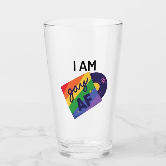 私はゲイおもしろいAF LGBTプライド月 タンブラーグラス (正面)