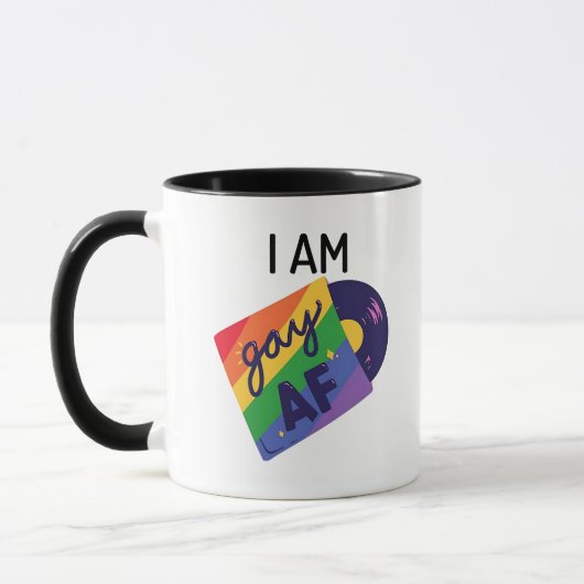 私はゲイおもしろいAF LGBTプライド月 マグカップ (左)