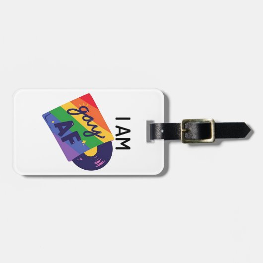 私はゲイおもしろいAF LGBTプライド月 ラゲッジタグ (正面横)
