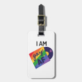 私はゲイおもしろいAF LGBTプライド月 ラゲッジタグ (正面縦)