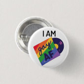 私はゲイおもしろいAF LGBTプライド月 缶バッジ (正面&裏面)