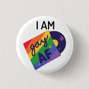 私はゲイおもしろいAF LGBTプライド月 缶バッジ