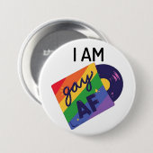 私はゲイおもしろいAF LGBTプライド月 缶バッジ (正面&裏面)