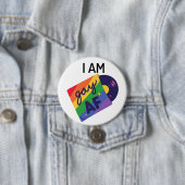 私はゲイおもしろいAF LGBTプライド月 缶バッジ (インサイチュ)