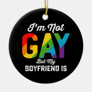 私はゲイじゃないけど彼氏は面白い LGBTQプライド セラミックオーナメント