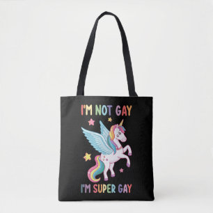 私はゲイじゃない、スーパーゲイだ!プライド LGBT ユニコーン トートバッグ