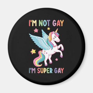 私はゲイじゃない、スーパーゲイだ!プライド LGBT ユニコーン マグネット