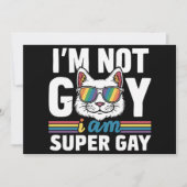 私はゲイじゃない、スーパーゲイだ LGBT ゲイ プライド 猫 招待状 (正面)