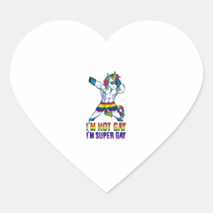 私はゲイじゃない、スーパーゲイ LGBT ボディビル ユニコーン ハートシール