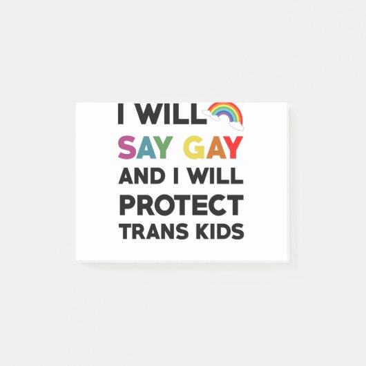 私はゲイだと言い、トランスの子供たちを守る、LGBTQ ポストイット (正面)