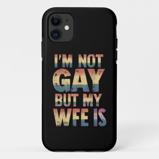 私はゲイではありませんが妻はLGBT レインボー 結婚式 Case-Mate iPhoneケース (裏面)