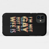私はゲイではありませんが妻はLGBT レインボー 結婚式 Case-Mate iPhoneケース (裏面(横))