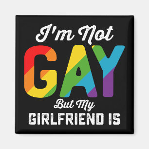 私はゲイではありませんが私のガールフレンドは面白い LGBTQプライド マグネット