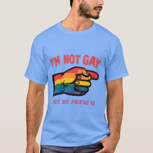 私はゲイではありませんが私の友人はゲイです レトロ Tシャツ (正面)