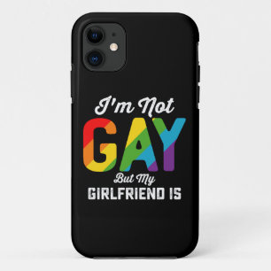私はゲイではありませんが私の彼女は面白い LGBTQ Pride iPhone 11 ケース