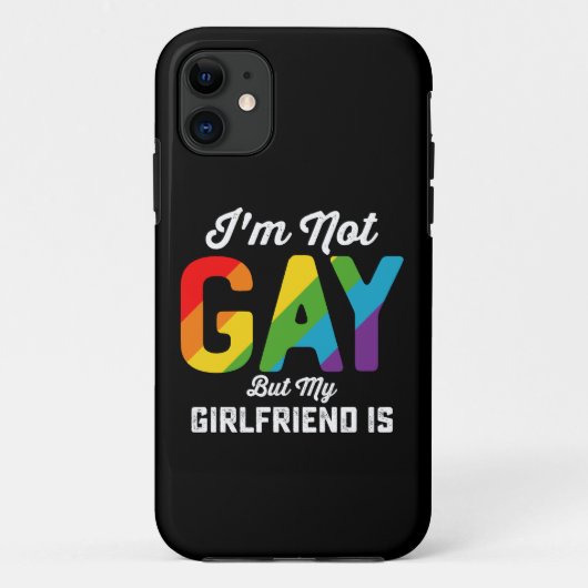 私はゲイではありませんが私の彼女は面白い LGBTQ Pride Case-Mate iPhoneケース (裏面)