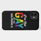 私はゲイではありませんが私の彼女は面白い LGBTQ Pride Case-Mate iPhoneケース (裏面(横))