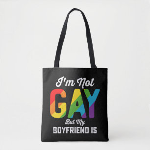 私はゲイではありませんが私の彼氏は面白い LGBTQ Pride トートバッグ