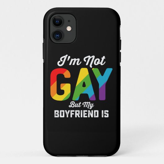 私はゲイではありませんが私の彼氏は面白い LGBTQ Pride Case-Mate iPhoneケース (裏面)