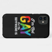 私はゲイではありませんが私の彼氏は面白い LGBTQ Pride Case-Mate iPhoneケース (裏面(横))
