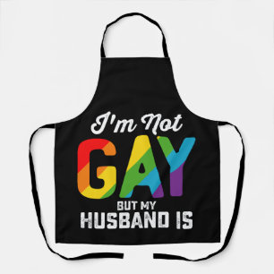 私はゲイではありませんが、私の夫は面白い LGBTQプライド エプロン