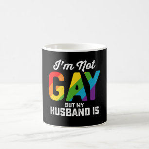 私はゲイではありませんが、私の夫は面白い LGBTQ Pride コーヒーマグカップ