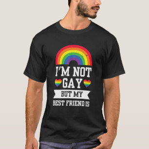 私はゲイではないが友達はレインボーおもしろいプライド Tシャツ