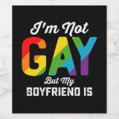 私はゲイではないが、ボーイフレンドはおもしろいLGBTQプライド ワインラベル (シングルラベル)