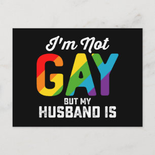 私はゲイではないが、夫はおもしろいLGBTQプライド ポストカード