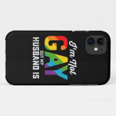 私はゲイではないが、夫はおもしろいLGBTQプライド Case-Mate iPhoneケース (裏面(横))