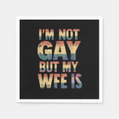 私はゲイではないが、妻はLGBTレインボー結婚ズ スタンダードカクテルナプキン (正面)