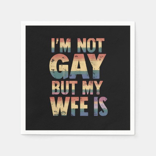 私はゲイではないが、妻はLGBTレインボー結婚ズ スタンダードカクテルナプキン (正面)