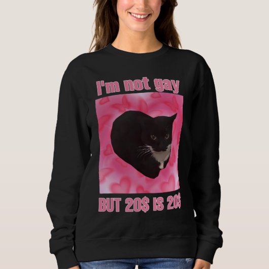 私はゲイではないが、20ドルは猫のミーム女性20ドル スウェットシャツ (正面)