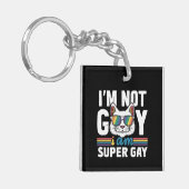 私はゲイではないすごいゲイLGBTゲイプライド猫 キーホルダー (正面左)