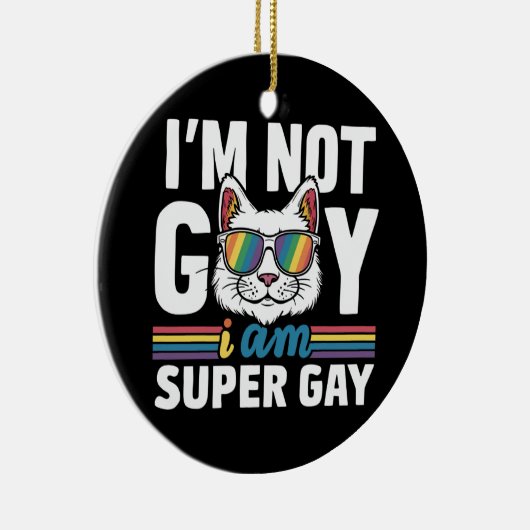 私はゲイではないすごいゲイLGBTゲイプライド猫 セラミックオーナメント (右)