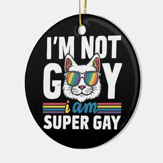 私はゲイではないすごいゲイLGBTゲイプライド猫 セラミックオーナメント (左)