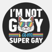 私はゲイではないすごいゲイLGBTゲイプライド猫 ラウンドシール (正面)