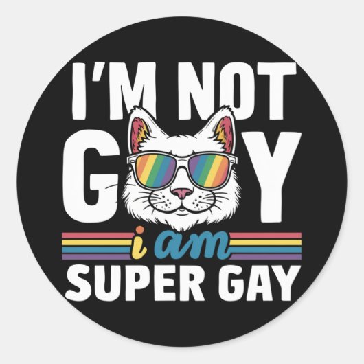 私はゲイではないすごいゲイLGBTゲイプライド猫 ラウンドシール (正面)