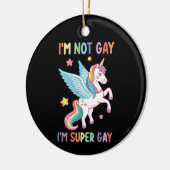 私はゲイではないゲイプライドすごいLGBT Unicorn セラミックオーナメント (左)