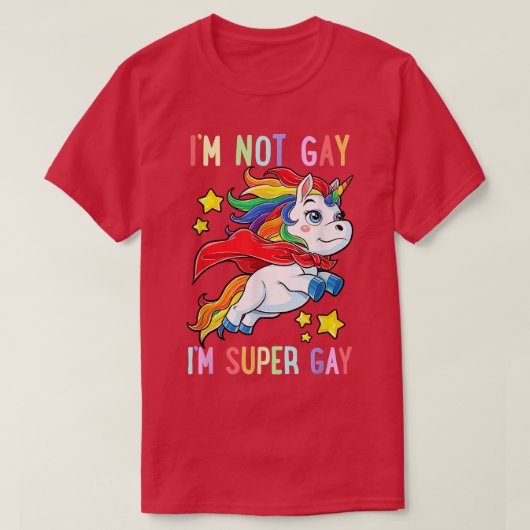 私はゲイではない私はすごいゲイUnicorn LGBTプライドフラグ Tシャツ (デザイン正面)