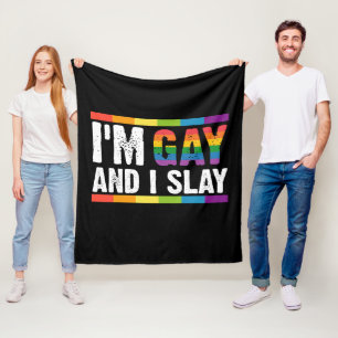 私はゲイでスラるLGBTQゲイ・プライド フリースブランケット