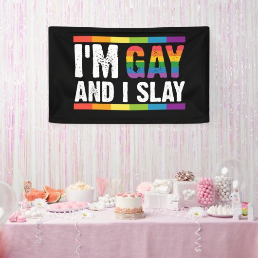 私はゲイでスラるLGBTQゲイ・プライド 横断幕 (パーティー)