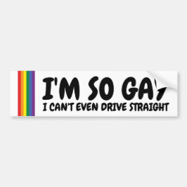私はゲイで真っすぐ運転できない バンパーステッカー