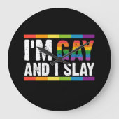 私はゲイでLGBTQゲイプライドを殺す ラージ壁時計 (正面)