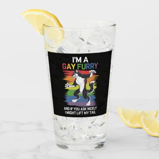 私はゲイフューリーキツネレインボーLGBTQプライド タンブラーグラス (アイス正面)