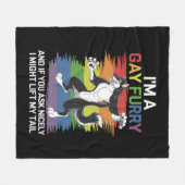 私はゲイフューリーキツネレインボーLGBTQプライド フリースブランケット (正面(横))