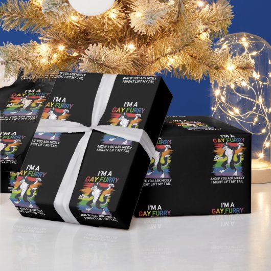 私はゲイフューリーキツネレインボーLGBTQプライド ラッピングペーパー (クリスマス)
