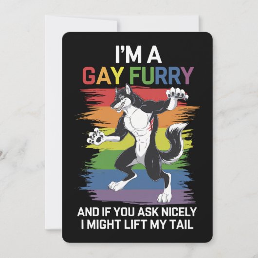 私はゲイフューリーキツネレインボーLGBTQプライド 招待状 (正面)